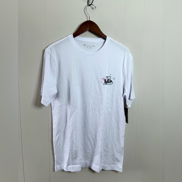 Travis Mathew white crewneck t shirt graphic holiday Santa too drunk to drive - Picture 5 of 11